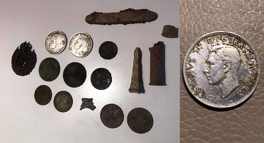 Two silver coins and others
