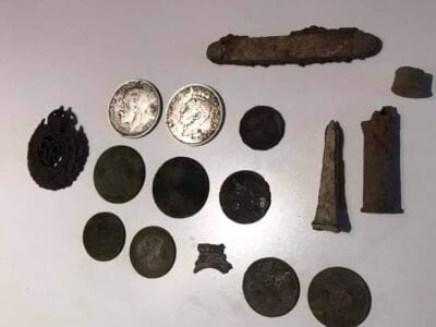 Two silver coins and others