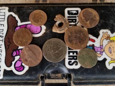 Lots of coins and a beautiful silver ring