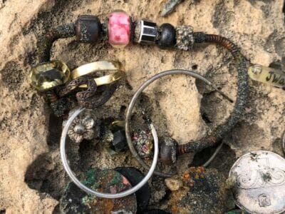 14K Gold Ring, Two Silver Earrings