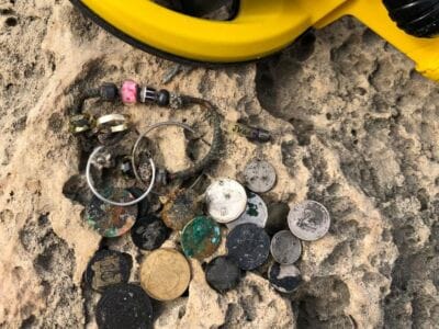 14K Gold Ring, Two Silver Earrings